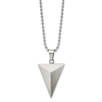 Chisel Stainless Steel Brushed Triangle Pendant on a 22 inch Ball Chain Necklace — alternate view