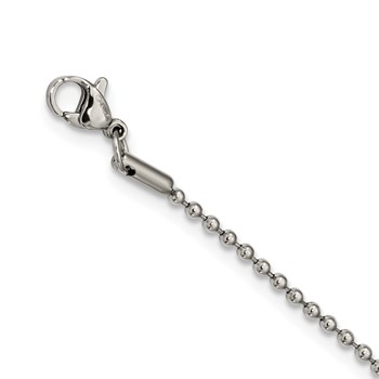 Chisel Stainless Steel Polished and Satin Hammered with CZ Cross Pendant on a 22 inch Ball Chain Necklace — alternate view