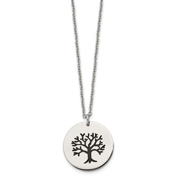 Chisel Stainless Steel Polished and Enameled Family Tree of Life Pendant on a 22 inch Cable Chain Necklace — alternate view