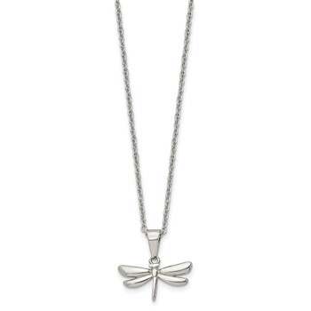 Chisel Stainless Steel Polished Dragonfly Pendant on a 22 inch Cable Chain Necklace — alternate view