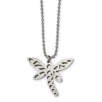 Stainless Steel Polished Two Piece Moveable Dragonfly Necklace