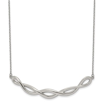 Chisel Stainless Steel Polished Twisted Bar on a 18 inch Cable Chain with 2 inch Extension Necklace