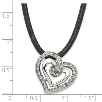Stainless Steel CZ Heart Necklace — alternate view