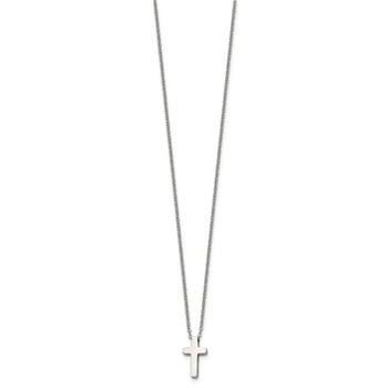 Chisel Stainless Steel Polished Cross Pendant on a 16 inch with 1 inch extension Cable Chain Necklace — alternate view
