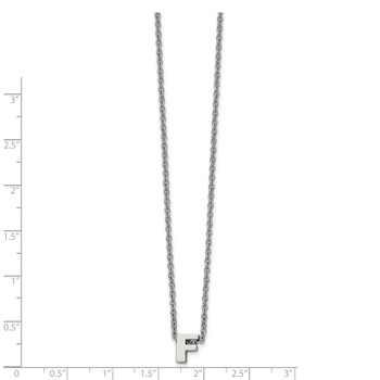Stainless Steel Polished Letter F 18in w/2in ext Necklace — alternate view