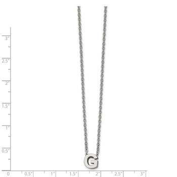 Stainless Steel Polished Letter G 18in w/2in ext Necklace — alternate view
