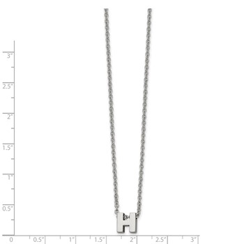 Stainless Steel Polished Letter H 18in w/2in ext Necklace — alternate view