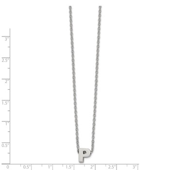 Stainless Steel Polished Letter P 18in w/2in ext Necklace — alternate view