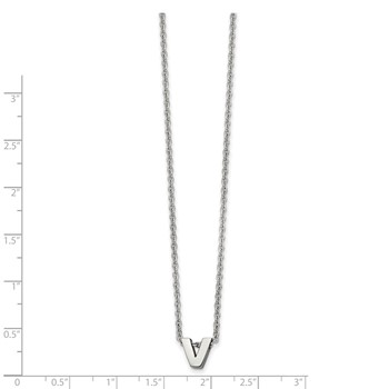 Stainless Steel Polished Letter V 18in w/2in ext Necklace — alternate view