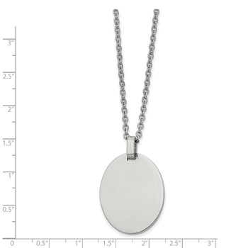 Chisel Stainless Steel Polished Oval Pendant on a 22 inch Cable Chain Necklace — alternate view