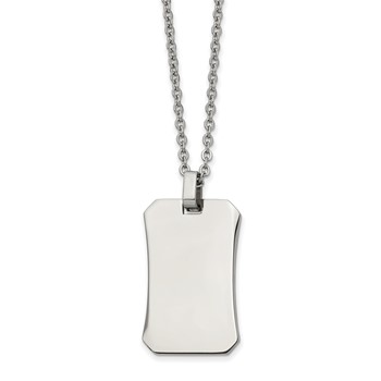 Chisel Stainless Steel Polished Dog Tag on a 22 inch Cable Chain Necklace