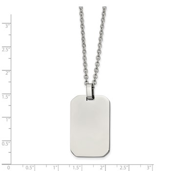 Chisel Stainless Steel Polished Rectangle Dog Tag on a 22 inch Cable Chain Necklace — alternate view