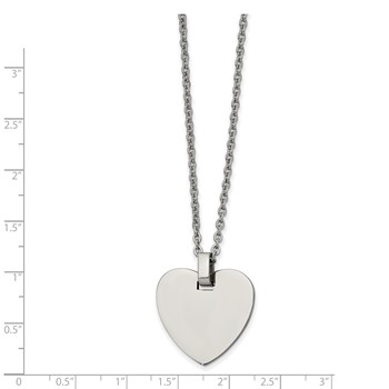 Chisel Stainless Steel Polished Heart Pendant on a 20 inch Cable Chain Necklace — alternate view