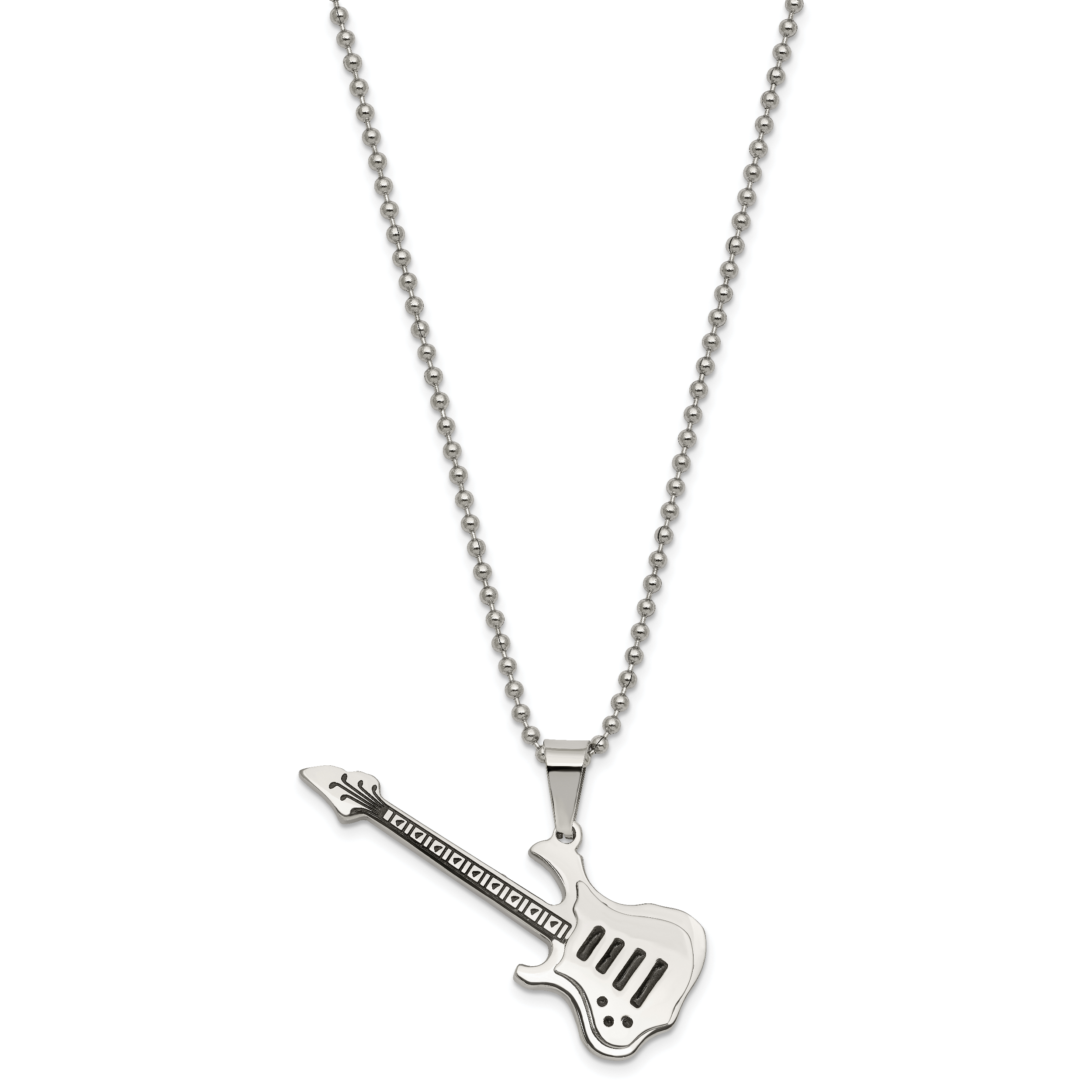 Buy Simulated Pearl, White Austrian Crystal, Enameled Guitar Pendant  Necklace 28 Inches in Rosetone & Iron at ShopLC.