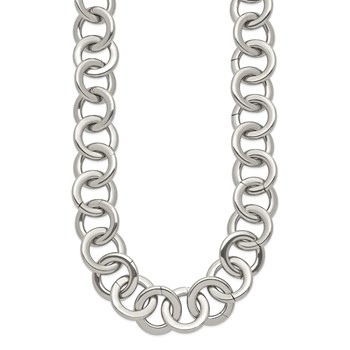 Chisel Stainless Steel Polished Circle Link 17 inch Necklace — alternate view