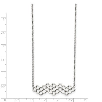 Chisel Stainless Steel Polished Honeycomb on a 17.75 inch Cable Chain with a 1.25 inch Extension Necklace — alternate view
