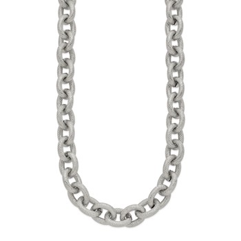 Chisel Stainless Steel Polished and Textured Link 16.5 inch Necklace — alternate view