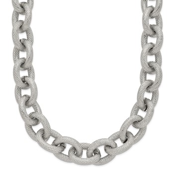 Chisel Stainless Steel Polished and Textured Link 16.5 inch Necklace