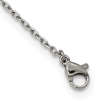 Stainless Steel Polished w/Preciosa Crystal V shape w/1.25in ext Necklace — alternate view