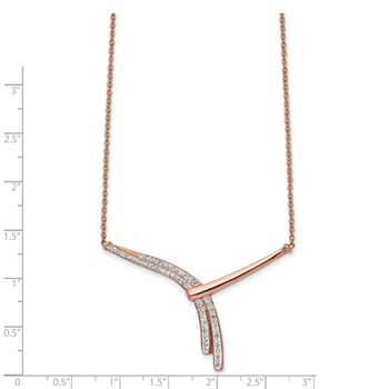 Chisel Stainless Steel Polished Rose IP-plated Preciosa Crystal Bar on a 17.75 inch Cable Chain with a 2 inch Extension Necklace — alternate view