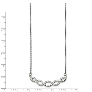 Chisel Stainless Steel Polished with Preciosa Crystal Braided Bar on a 16.5 inch Cable Chain with a 2 inch Extension Necklace — alternate view