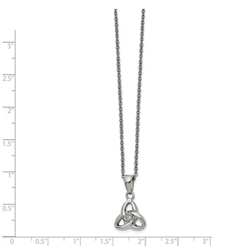 Chisel Stainless Steel Polished with Preciosa Crystal Trinity Knot Pendant on a 16 inch Cable Chain with a 1 inch Extension Necklace — alternate view