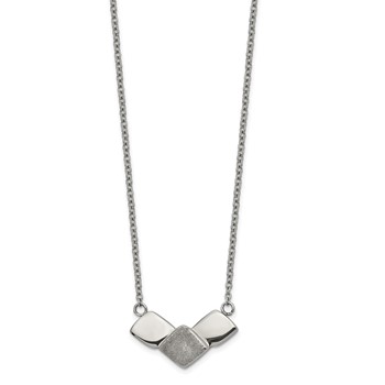 Chisel Stainless Steel Polished Laser cut Squares on a 15 inch Cable Chain with a 2.5 inch Extension Necklace