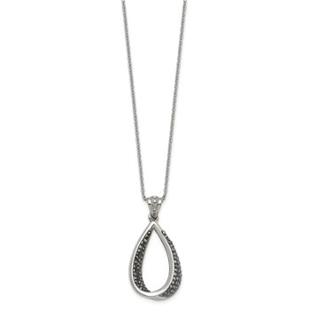Stainless Steel  22in Polished Teardrop Black Preciosa Crystal Necklace — alternate view