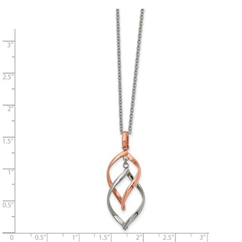 Chisel Stainless Steel Polished Rose IP-plated Twisted Pendant on a 16 inch Cable Chain with a 2 inch Extension Necklace — alternate view