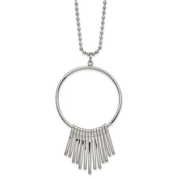 Chisel Stainless Steel Polished Circle with Bars Pendant on a 22 inch Ball Chain Necklace — alternate view