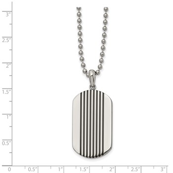 Chisel Stainless Steel Polished with Black Enamel Stripes Dog Tag on a 22 inch Ball Chain Necklace — alternate view