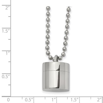 Chisel Stainless Steel Polished Capsule that Opens on a 22 inch Ball Chain Necklace — alternate view