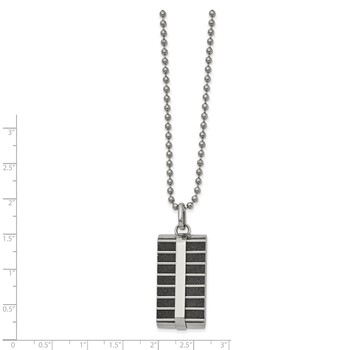Stainless Steel 22in Polished Black IP-plated Laser Cut Rectangle Necklace — alternate view