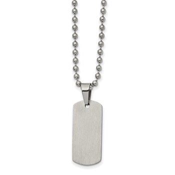 Chisel Stainless Steel Brushed and Polished Reversible Dog Tag on a 22 inch Ball Chain Necklace — alternate view