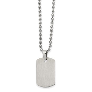 Chisel Stainless Steel Brushed and Polished Reversible Dog Tag on a 22 inch Ball Chain Necklace — alternate view