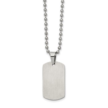 Chisel Stainless Steel Brushed and Polished Reversible Dog Tag on a 22 inch Ball Chain Necklace — alternate view