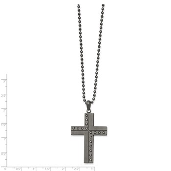 Chisel Stainless Steel Polished with Matte Finish Gun Metal IP-plated Cross Pendant on a 22 inch Ball Chain Necklace — alternate view