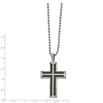 Chisel Stainless Steel Polished Black IP-plated Laser Cut Cross Pendant on a 22 inch Ball Chain Necklace — alternate view