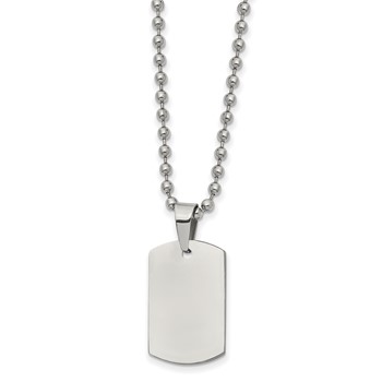 Chisel Stainless Steel Brushed and Polished Reversible Dog Tag on a 22 inch Ball Chain Necklace — alternate view