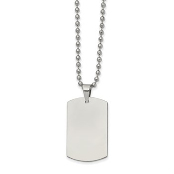 Chisel Stainless Steel Brushed and Polished Reversible Dog Tag on a 22 inch Ball Chain Necklace — alternate view