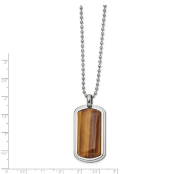 Chisel Stainless Steel Polished with Tiger's Eye Dog Tag on a 22 inch Ball Chain Necklace — alternate view