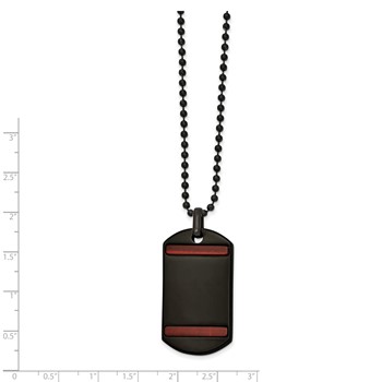 Chisel Stainless Steel Polished Black IP-plated with Tiger's Eye Dog Tag on a 22 inch Ball Chain Necklace — alternate view