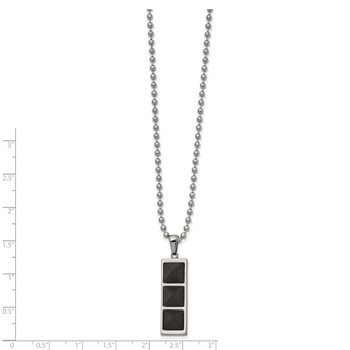 Stainless Steel Brushed & Polished Solid Black Carbon Fiber 22in Necklace — alternate view
