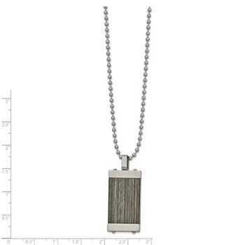 Chisel Stainless Steel Brushed with Grey Wood Inlay Pendant on a 24 inch Ball Chain Necklace — alternate view