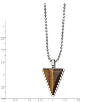 Chisel Stainless Steel Polished with Tiger's Eye Triangle Pendant on a 24 inch Ball Chain Necklace — alternate view