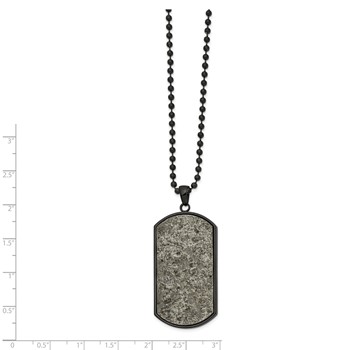 Chisel Stainless Steel Polished Black IP-plated with Sedimentary Rock Dog Tag on a 24 inch Ball Chain Necklace — alternate view