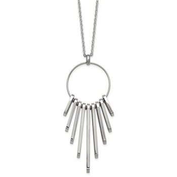 Chisel Stainless Steel Polished Circle with Bars Pendant on a 20 inch Cable Chain Necklace — alternate view
