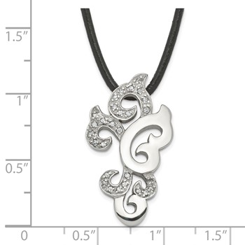 Stainless Steel Fancy CZ Pendant Necklace — alternate view