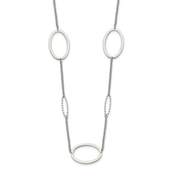 Chisel Stainless Steel Polished Fancy Oval Link 38 inch Necklace