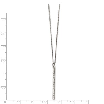 Chisel Stainless Steel Polished CZ Bar on a 16 inch Cable Chain Necklace — alternate view